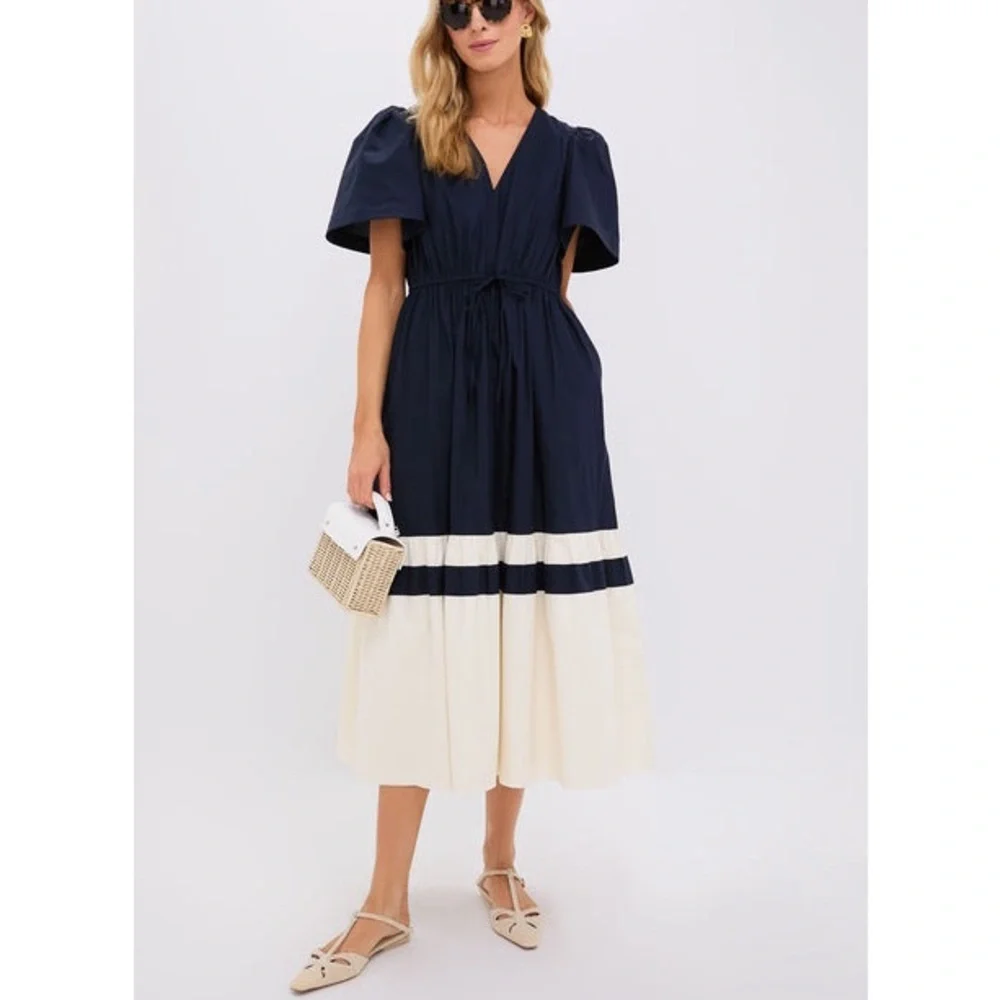 TUCKERNUCK
Navy and Cream Cotton Mitchell Dress_2